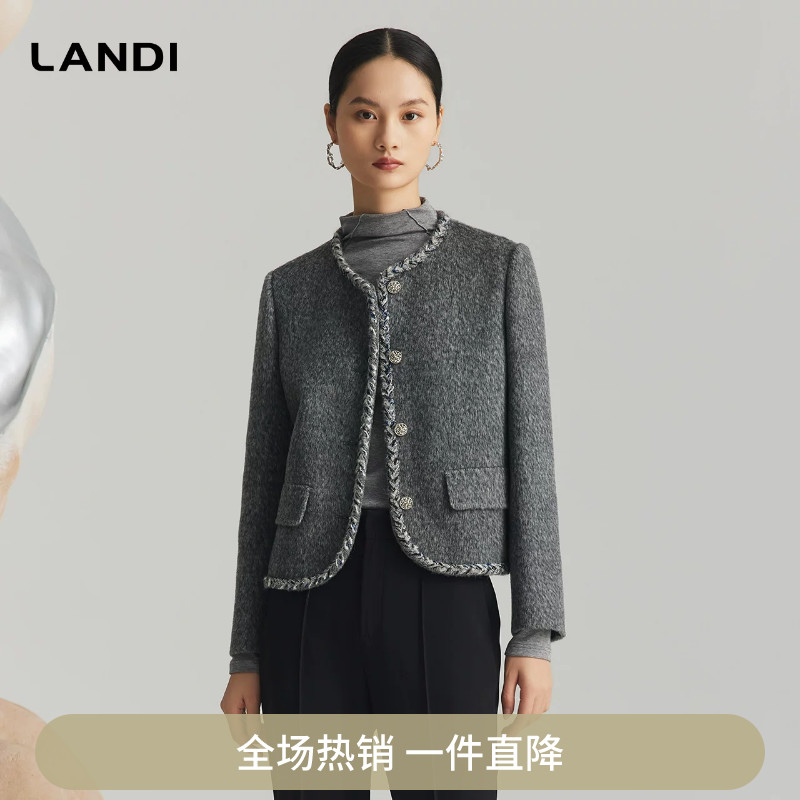 绵羊毛复古毛呢短外套