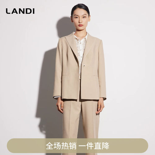 麦冬茶色手工拱针收腰西装