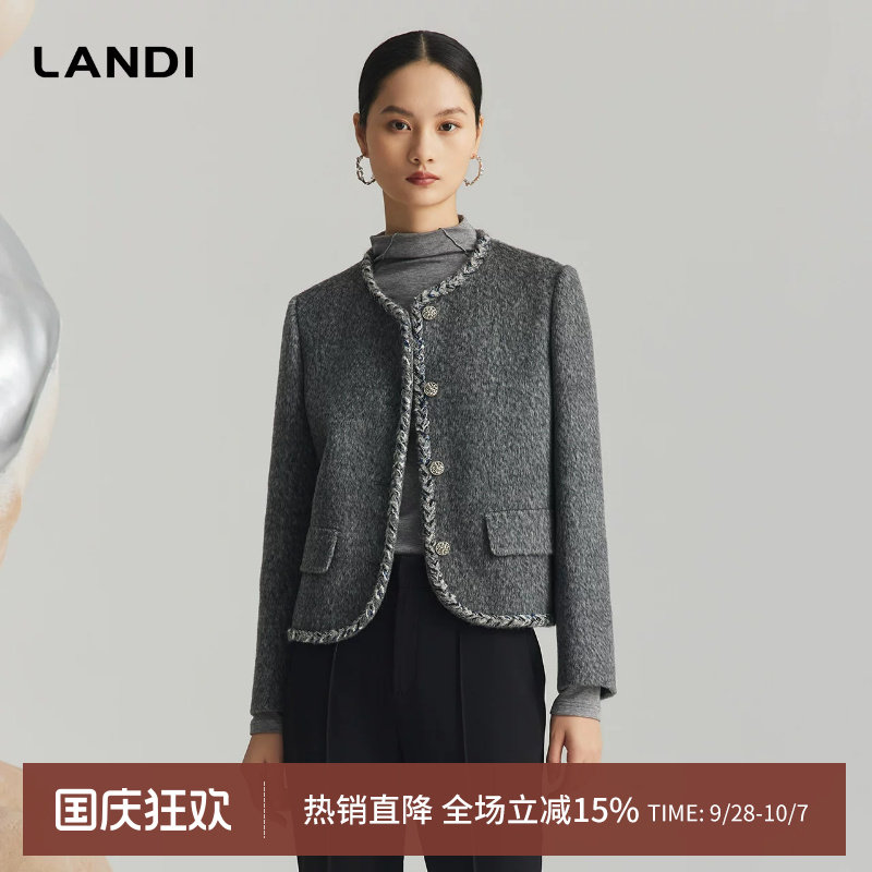 绵羊毛复古毛呢短外套