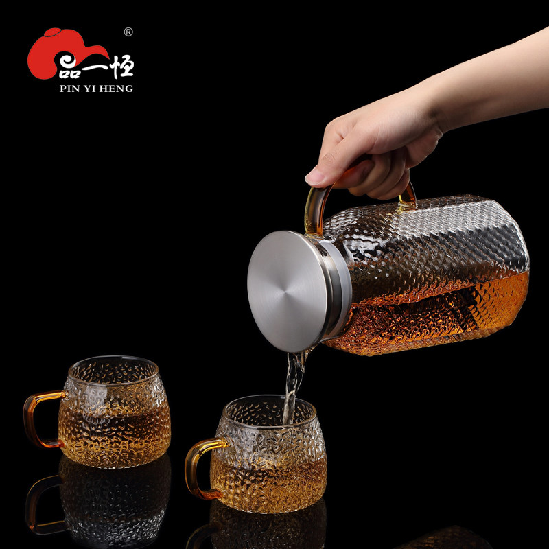 品一恒冷水壶耐高温锤纹凉水杯套装透明家用玻璃凉茶壶大容量加厚,餐饮具,冷水壶,淘宝优惠券,粉丝福利购,淘宝优惠卷