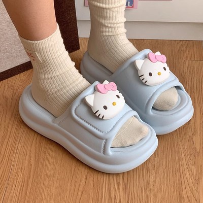 2025新款HelloKitty可爱拖鞋女夏外穿超火家居室内厚底一字凉拖鞋