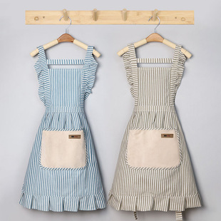 花边围裙厨房家用围腰带口袋公主风耐脏可擦手防水防油款围兜批发