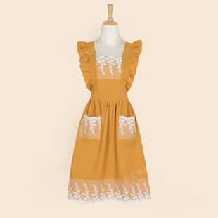 韩版公主围裙花艺美甲大码背带烘焙花边蕾丝无袖围裙