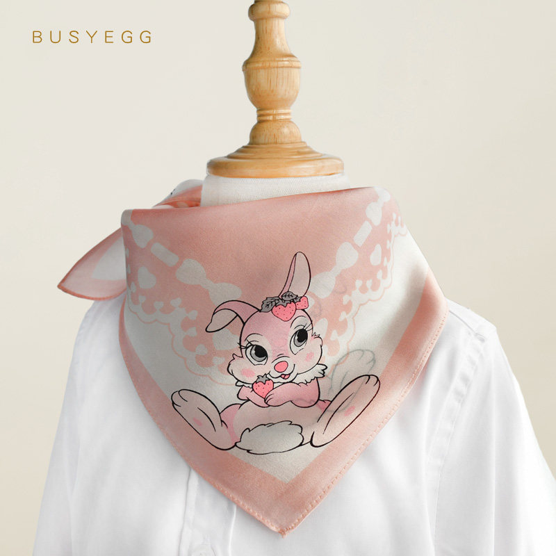 BUSYEGG小兔子草莓真丝围脖