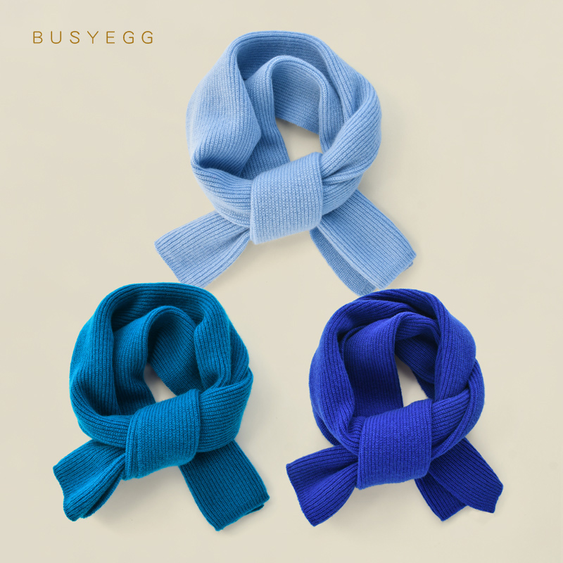 克莱因蓝儿童羊绒小围巾短款