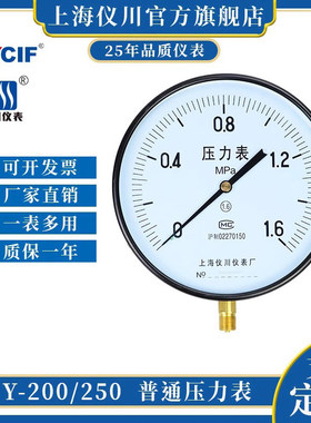 上海仪川超大表盘压力表Y250普通压力表气压液压通用表盘25公分