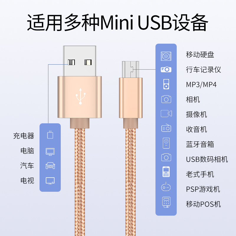 T形口充电迷你5PV3数据线