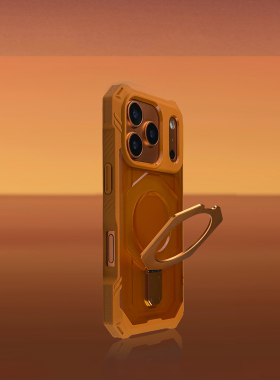 气囊四角适用苹果17手机壳橙色磁吸六边形支架iphone17promax机甲风17air壳16pro防摔网红情侣磨砂16pm保护壳