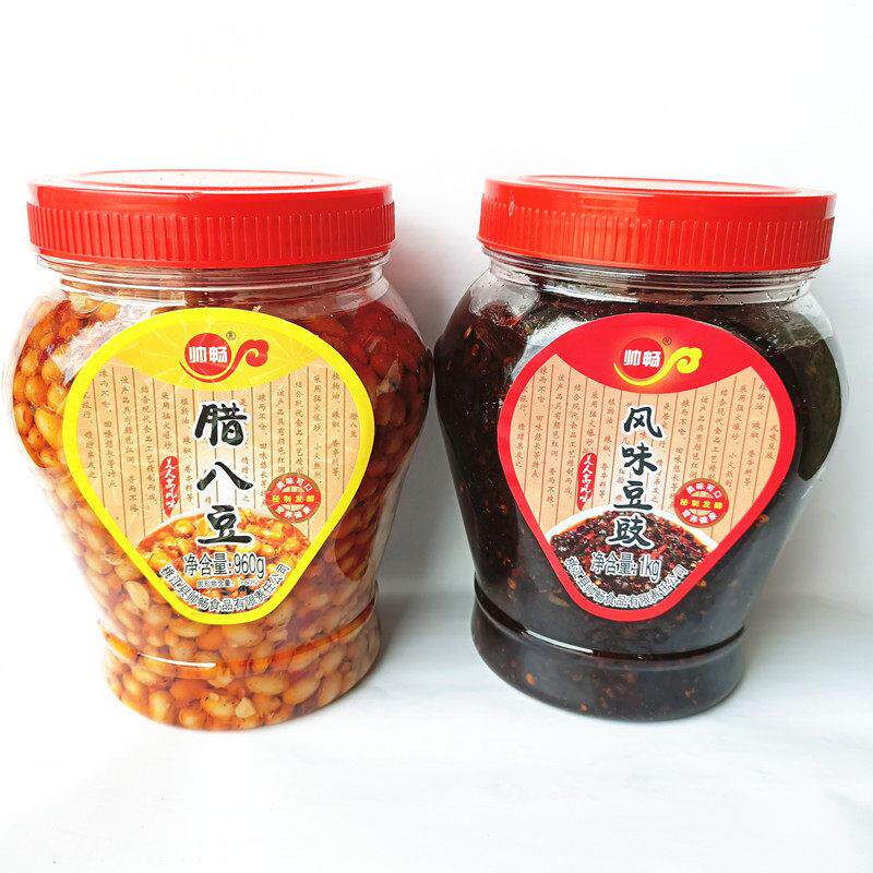 桃江帅畅风味豆豉960克 瓶装腊八豆辣椒酱即食下饭菜黑豆湖南特产