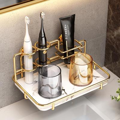 牙刷置物架台面轻奢卫生间浴室家用电动厕所漱口杯洗漱台收纳盒子
