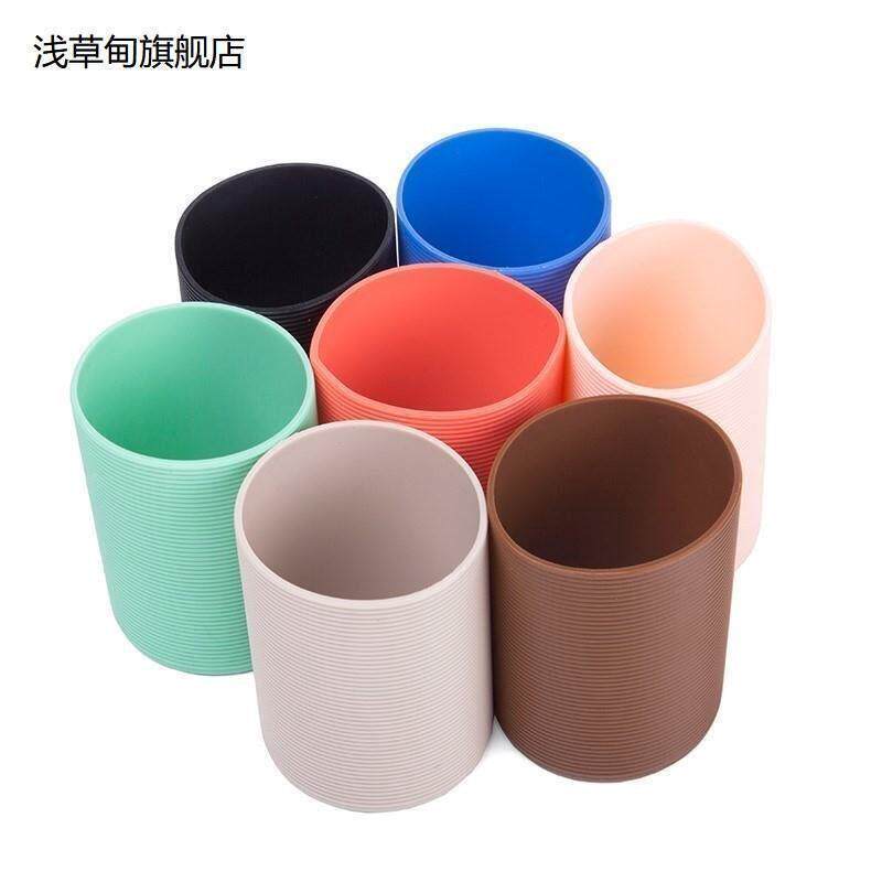 直筒加厚半身套玻璃水杯防滑套防烫隔热硅胶杯套保温杯茶杯保护套