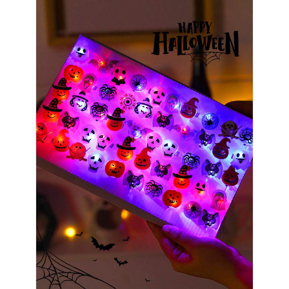 万圣节装饰品南瓜灯小礼品儿童道具礼物发光戒指装扮配饰幼儿园