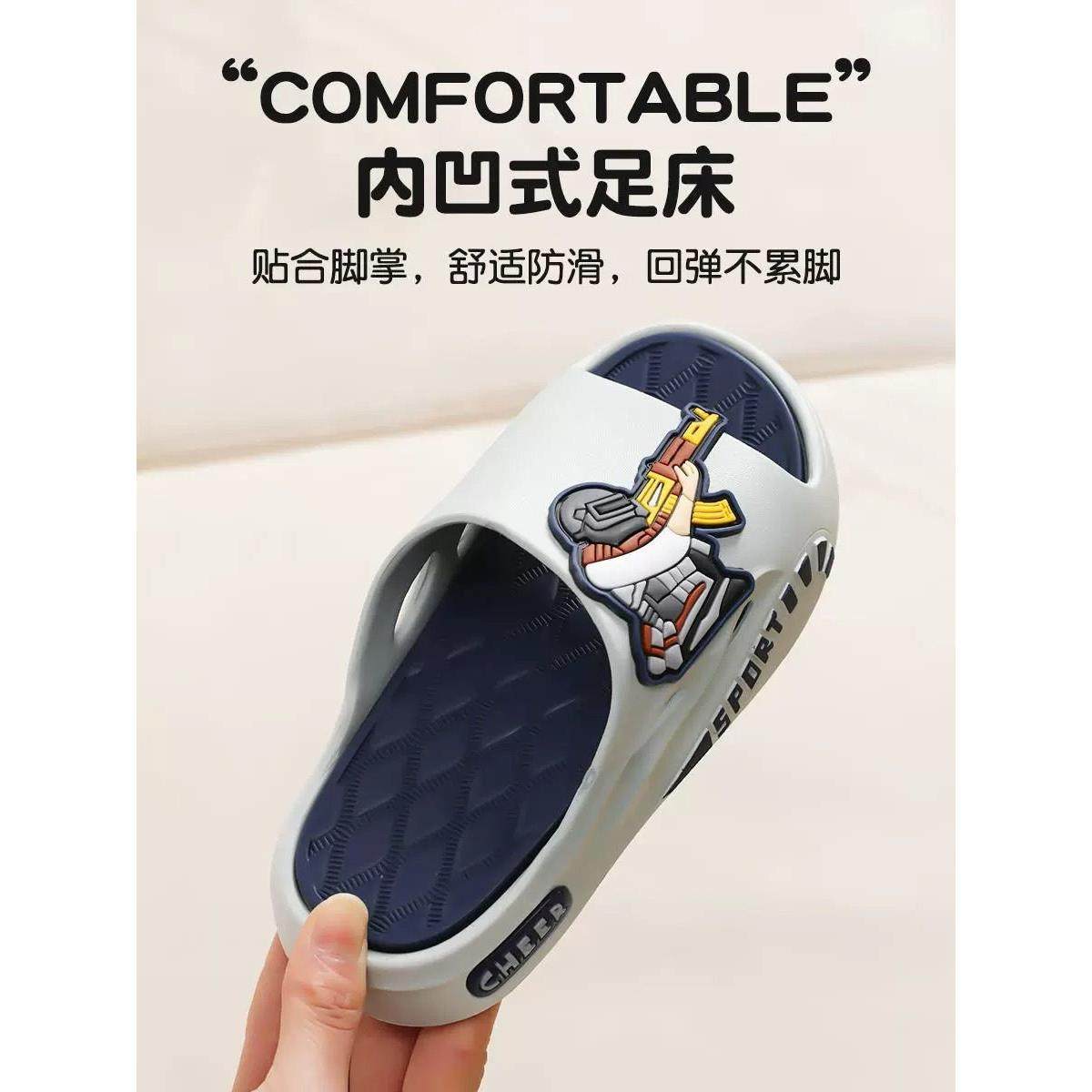 儿童拖鞋男孩2025新夏季之家防滑男孩沐浴浴室中大号儿童拖鞋Jh