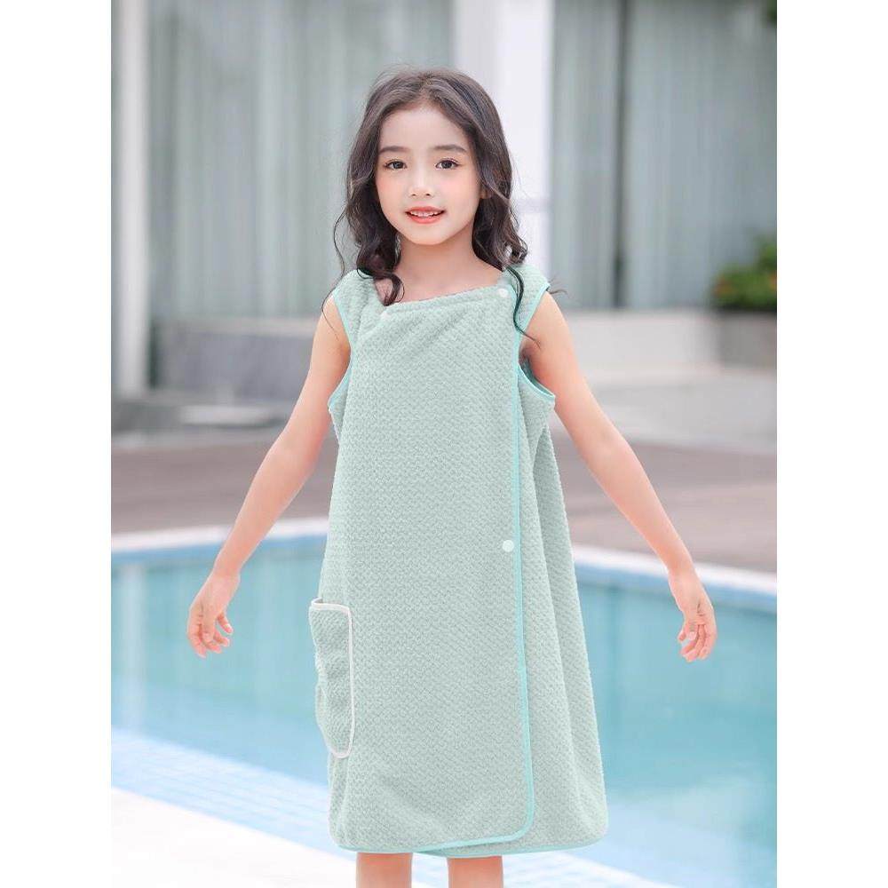 儿童浴巾可以穿着和包裹在浴裙背心式快干婴儿浴袍女孩游泳2026新