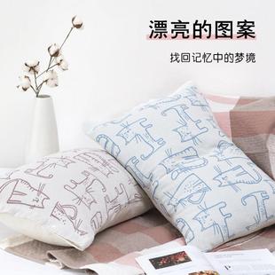 枕头套一对装 纯棉枕套全棉水洗棉纱布透气大号加厚50cmx75cm 冬季