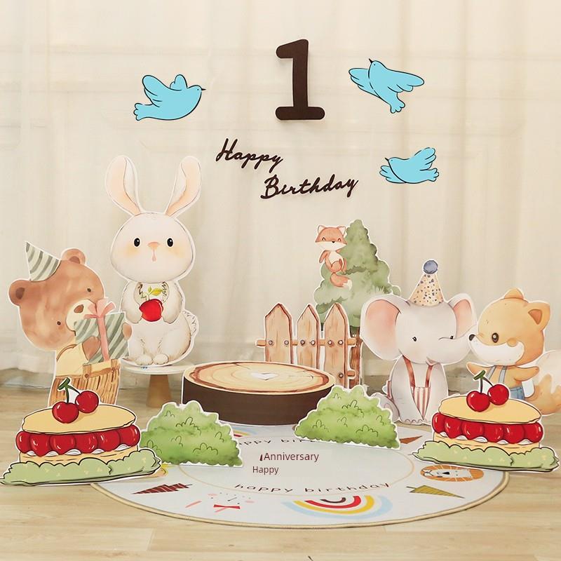 桌面Kt板宝宝的生日100天满月生日卡通照片男孩和女孩装饰安排气