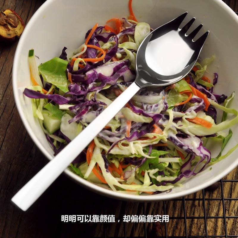 w304不锈钢西餐两用叉勺一体面条沙拉勺匙羹意面酒店餐具叉勺子