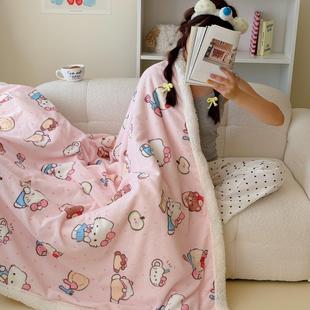 2025新款ins韩系牛奶绒毯子双层加厚羊羔绒毛毯沙发盖毯午休毯子