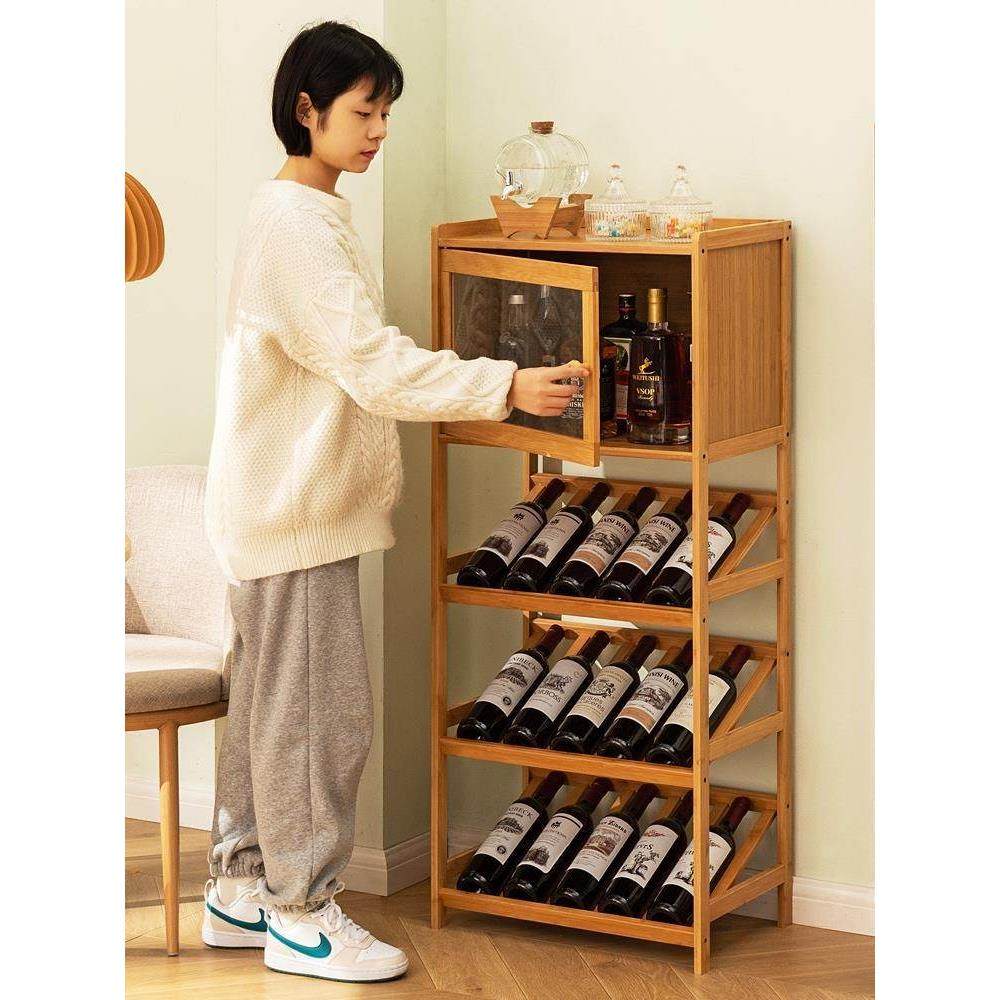 红酒架子置物架酒格子吧台展示架放酒装饰简易实木靠墙家用小酒柜