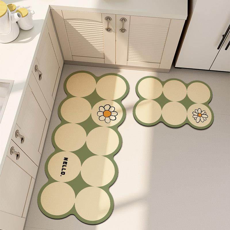 厨房地垫吸水吸油硅藻泥脚垫时尚圆圈家用餐厅地面防滑速干软地毯,居家布艺,厨房地垫,淘宝优惠券,粉丝福利购,淘宝优惠卷