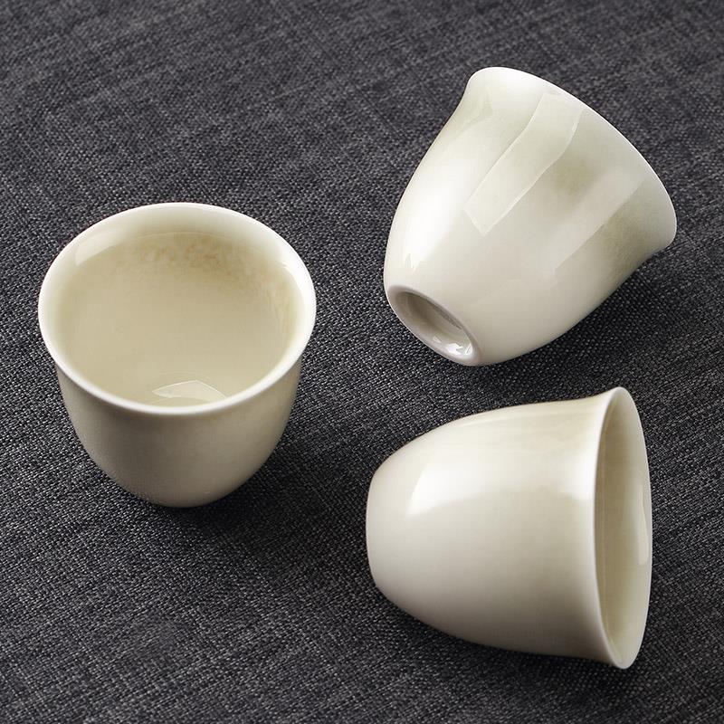 草木灰釉陶瓷主人杯个人杯白瓷景德镇单杯功夫茶具小茶杯子