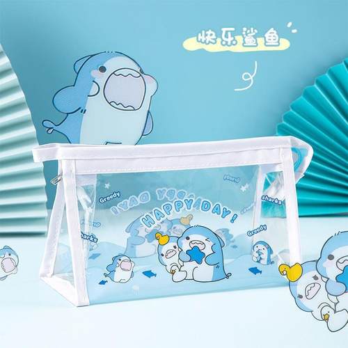 超可爱ins笔袋简约大容量学生笔袋韩版女生化妆包日系透明文具袋