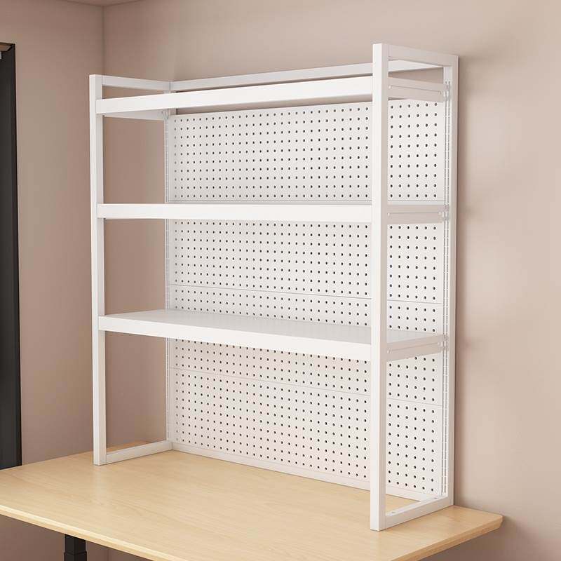 桌面置物架桌上书架电脑桌洞洞板收纳书枱工位办公多层工具展示1