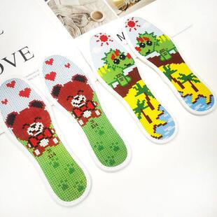 20-37码儿童十字绣鞋垫男女小孩鞋垫3-4-5-6-7带针线单股绣不褪色