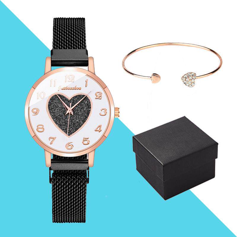 外贸爆款女士时尚爱心套装手表欧美热销时尚个性女士手链表