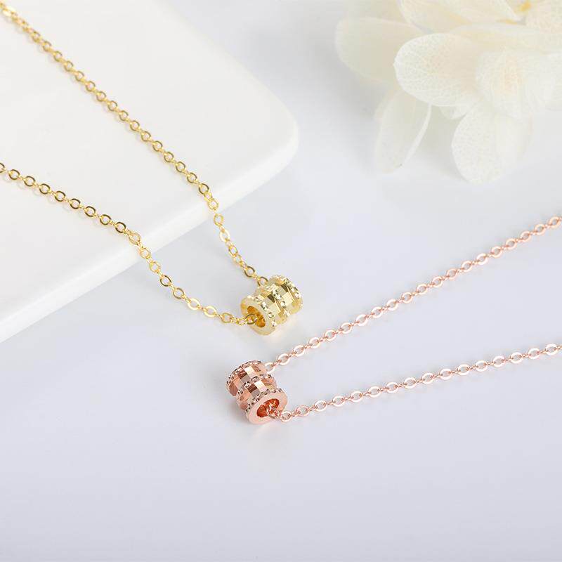 925纯银小蛮腰项链女抖音同款转运珠吊坠简约镀18K金锁骨链首饰品