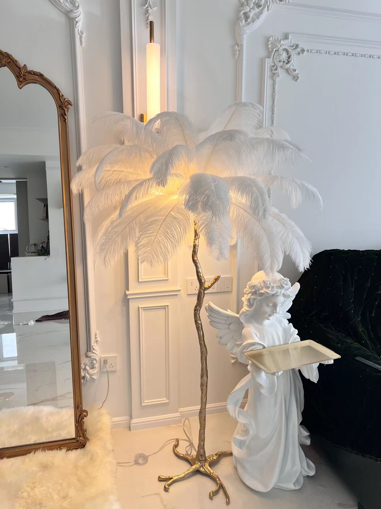 羽毛落地灯全铜创意客厅