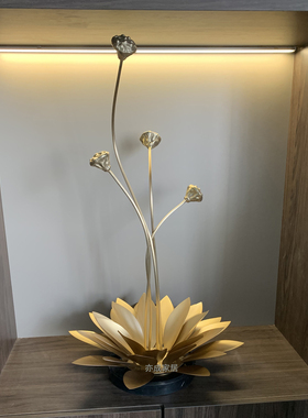 工厂直销纯铜古典玄关莲花摆件