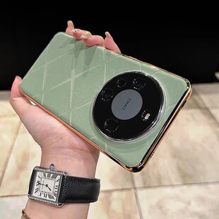 适用华为mate70pro mate60星芒素皮mate50pro高档皮纹mate40rs电镀mate30pro镜头全包防摔保护套 手机壳新款