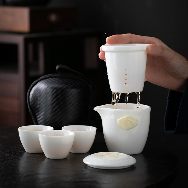 便携式旅行茶具小套装备户外包随身白瓷功夫泡茶壶茶杯露营快客杯,餐饮具,功夫茶具,淘宝优惠券,粉丝福利购,淘宝优惠卷