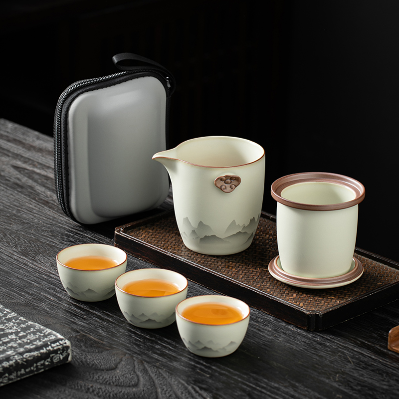 瓷绕九仙便携汝窑旅行茶具
