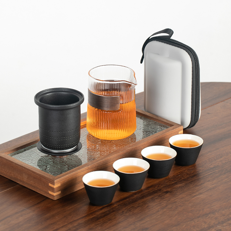 便携式旅行茶具小套装户外功夫泡茶壶茶杯简易露营快客杯一壶四杯