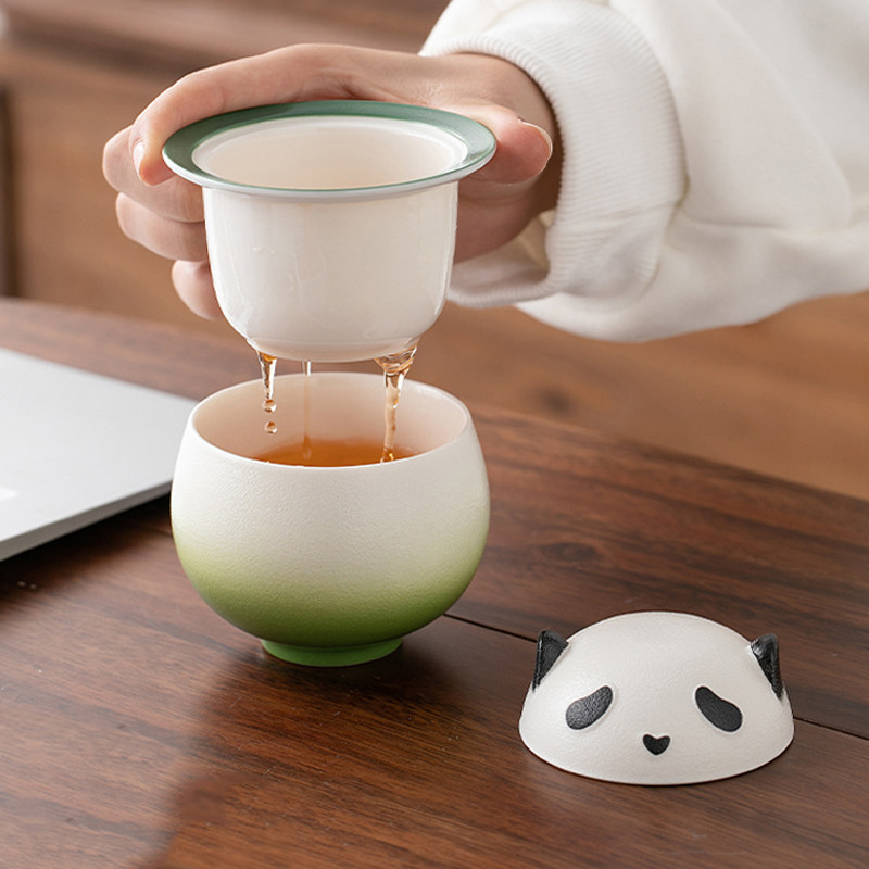 熊猫快客杯一壶一杯单个人专用泡茶杯户外简易露营便携式旅行茶具,餐饮具,旅行茶具,淘宝优惠券,粉丝福利购,淘宝优惠卷