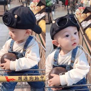 。女宝帽子春秋洋气ins韩版潮牌飞行员眼镜帽男童棒球帽女童遮阳