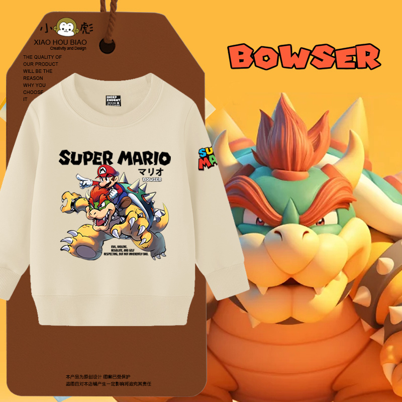 超级马里奥马力欧酷霸库巴圆领卫衣套头男女儿童装学生款宝宝长袖
