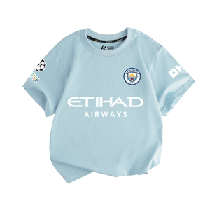 24-25赛季曼城队服德布劳内足球衣服短袖t恤衫男女儿童装学生半袖