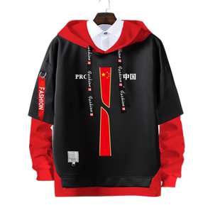 爱国大国崛起中国制造CHINA中国假两件连帽卫衣男女儿童学生外套