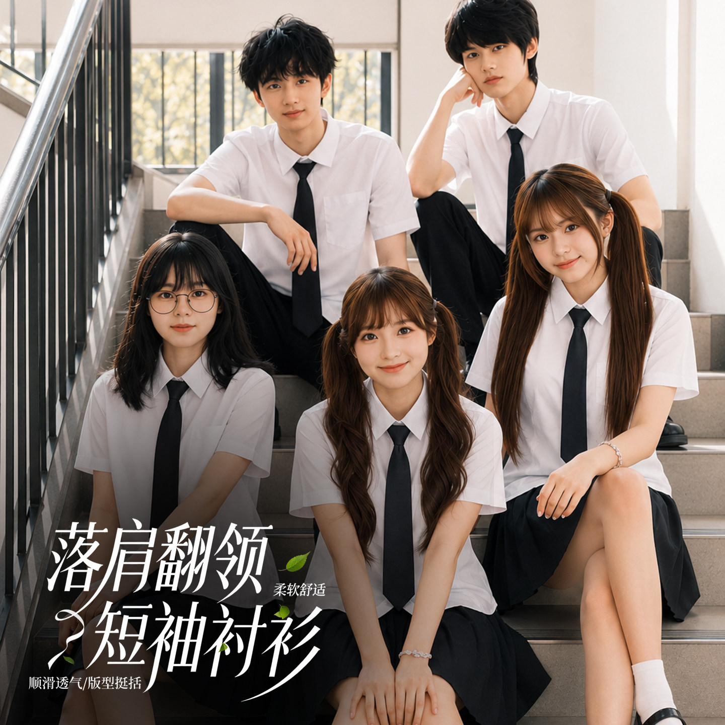 学院风白衬衫定制印logo初高中生领带短袖学生短袖毕业班服运动会