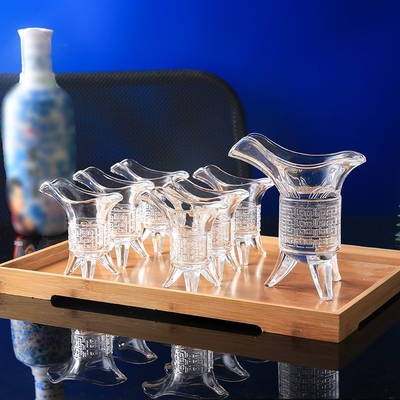 帝王杯三足玻璃樽烈白酒杯创意酒具仿复古中国风大号家用套装爵杯