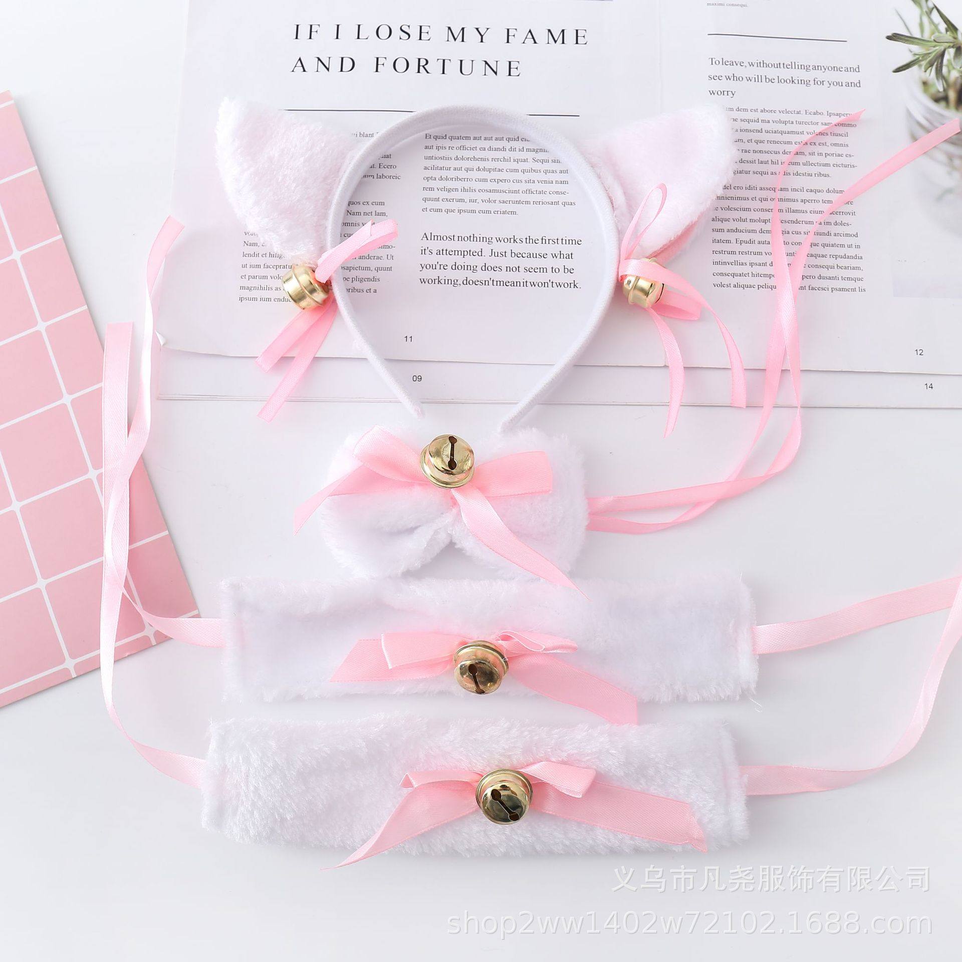 动漫扮演可爱猫耳朵发箍猫头饰女仆猫娘cosplay发箍手环套装