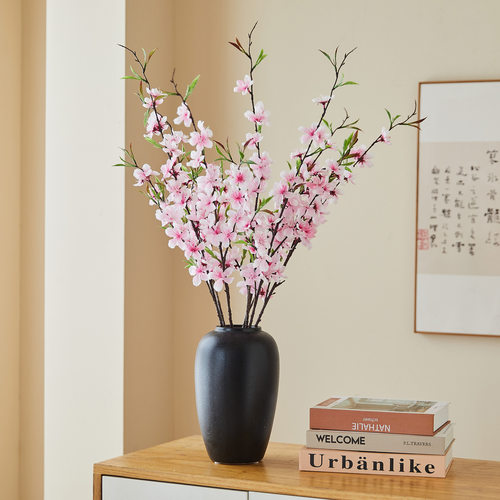 新款仿真桃花枝仿真花客厅婚庆家居插花装饰梅花枝餐桌花艺绢花