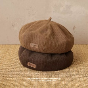 秋冬新款贝雷帽毛呢帽子女大头围时尚英伦风软顶显脸小复古百搭