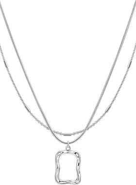 梦金园潮牌饰品FA+925银锁骨链女