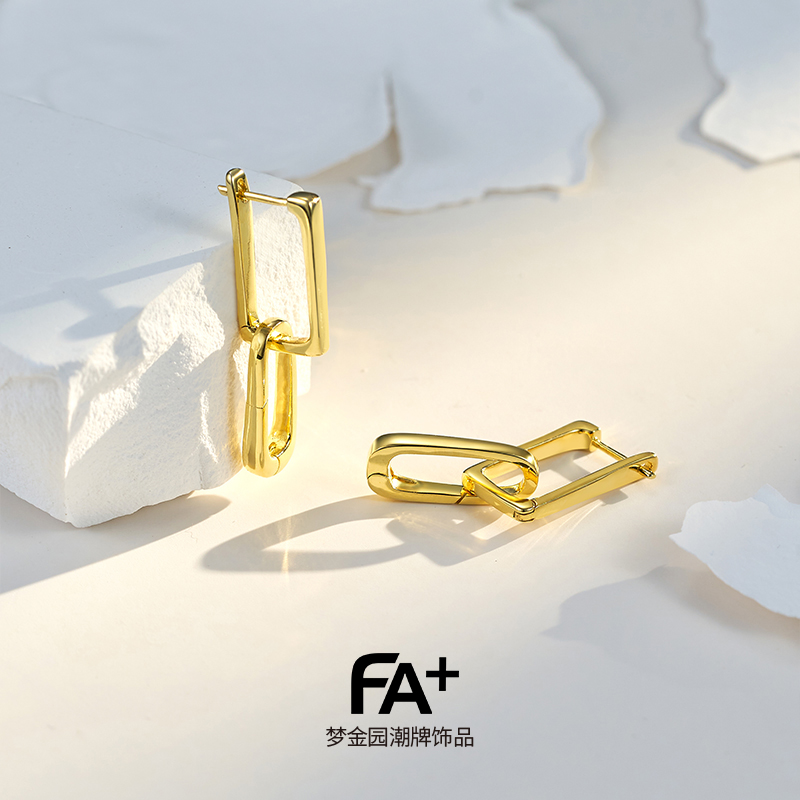 法加小众设计双扣耳钉女