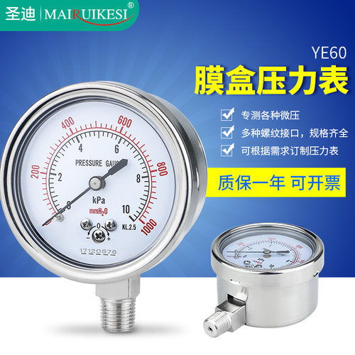压力表膜盒ye60kpa天然带调
