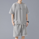 夏季M-8XL大码胖男生假两件宽松休闲运动短袖套装TZ01-P50控69，男装休闲套装，星座209